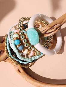 7 piezas/set Pulsera con cuenta - Verde - Ver 2