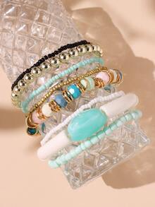 7 piezas/set Pulsera con cuenta - Verde - Ver 4