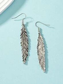 Pendientes largos hoja - Plata antigua - Ver 4