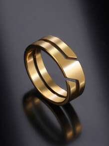 1 Miếng Nam Tối giản Nhẫn , Thép không gỉ Đồ trang sức , Đối với Đồ trang sức Qủa tặng Và Buổi tiệc - Vàng - Xem 4