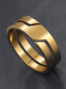 1 Miếng Nam Tối giản Nhẫn , Thép không gỉ Đồ trang sức , Đối với Đồ trang sức Qủa tặng Và Buổi tiệc - Vàng - Xem 5