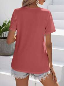 SHEIN LUNE Guipure Lace Panel Tee