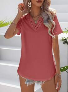 SHEIN LUNE Guipure Lace Panel Tee