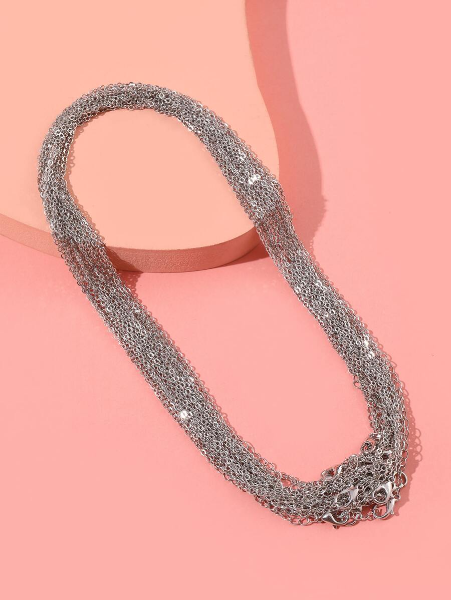 20 chiếc trang sức bằng đồng vòng cổ rắn tối giản - Bạc - Xem 1