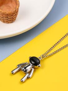 Girls Astronaut Charm Necklace - Antique Silver - View 3