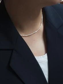 仿珍珠串珠银项链 女士新娘婚礼精美珠宝