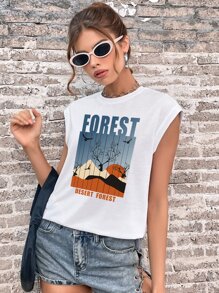 SHEIN EZwear Áo khoác và áo lót dành cho xe tăng nữ Thú vật Slogan Giải trí - trắng - Xem 3