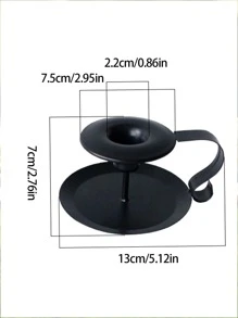1pc Iron Alloy Candle Holder - Black - View 2
