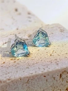 CHOSHILAR أقراط مرصعة بالزركون المكعب بشكل قلب للفالنتين