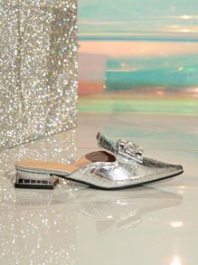 2025 Autumn Women Rhinestone Strap Buckle Flat Sandals, Fashion Slingback Backstrap Casual Slippers,Mule