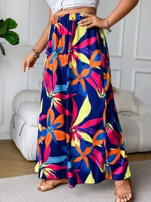 SHEIN Clasi Pantalones de pierna ancha con estampado floral - Multicolor - Ver 8