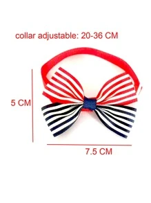 1入組條紋圖案寵物蝴蝶結 - 紅色 - 查看 4
