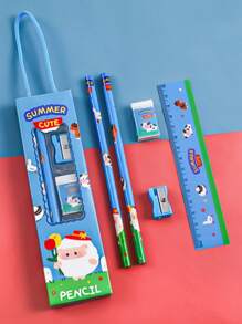 Bộ văn phòng phẩm đồ họa hoạt hình 5 cái - Màu Đỏ Sâu - Xem 6