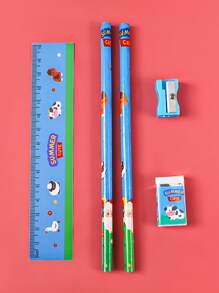 Bộ văn phòng phẩm đồ họa hoạt hình 5 cái - Màu Đỏ Sâu - Xem 5