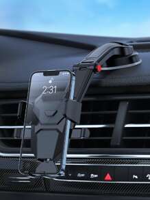 1pc Car Phone Holder, Adjustable Telescopic Suction Cup Photography Stand, Portable - Black - View 2