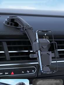 1pc Car Phone Holder, Adjustable Telescopic Suction Cup Photography Stand, Portable - Black - View 3