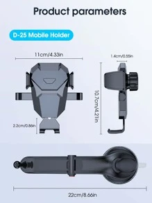 1pc Car Phone Holder, Adjustable Telescopic Suction Cup Photography Stand, Portable - Black - View 5