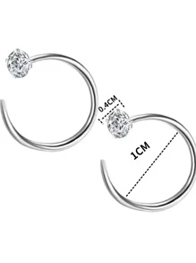 Bông tai bạc trang trí bằng đá khối Zirconia - Bạc - Xem 5