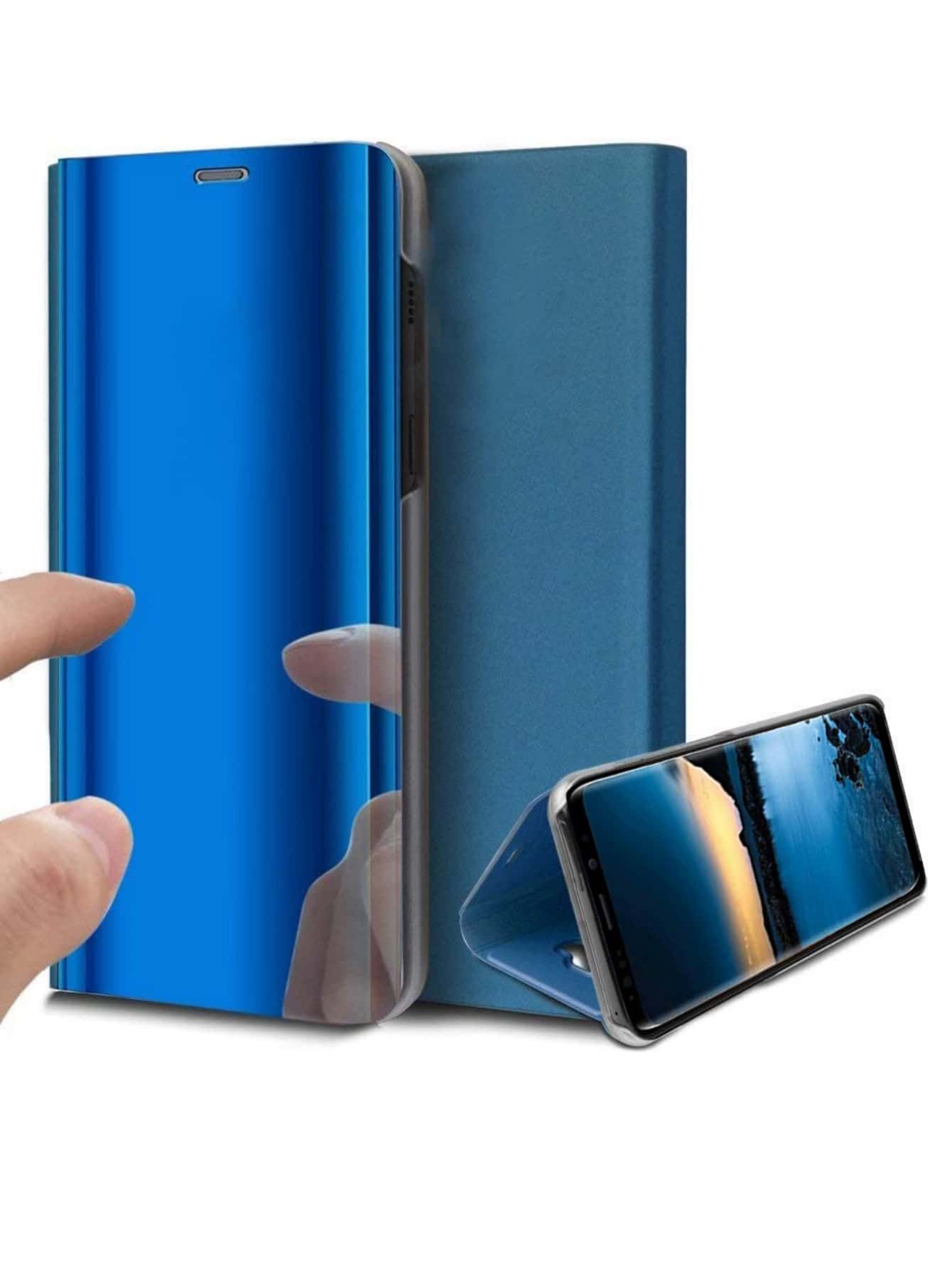 Hadaasi 1 chiếc ốp lưng điện thoại bằng da tráng gương màu xanh dương có chân đế, tương thích với iPhone 17 Pro/17 Pro Max/17 Air/17/16 Pro/16 Pro Max/16 Plus/16/16E/15 Pro/15 Pro Max/15 Plus/15/14 Pro/14 Pro Max/14 Plus/14/13 Pro/13 Pro Max/13/12 Pro/12 Pro Max/12/11 Pro Max/11/11 Pro, tương thích với Galaxy S26 Ultra/S26 Plus/S26, tương thích với Galaxy S24 Ultra/S24 Plus/S24, S23 Ultra/S23 Plus/A17/A07, tương thích với Honor 400/400 Pro/400 Lite, tương thích với Redmi 15C, phiên bản quốc tế, không phải phiên bản nội địa.