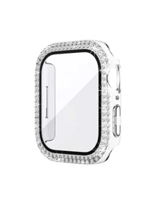 2 في 1 بديكور حجر الراين تصفيح غلاف و شاشة حماية الشاشة متوافق مع Apple Watch - شفاف - مشاهدة 3