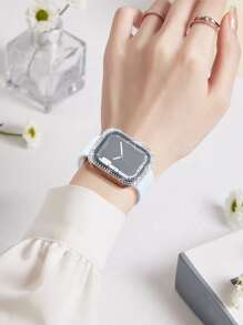 2 في 1 بديكور حجر الراين تصفيح غلاف و شاشة حماية الشاشة متوافق مع Apple Watch - شفاف - مشاهدة 5