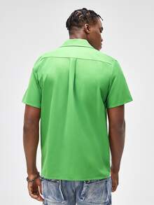 ROMWE MEN Hombres Camisa con estampado de slogan de color combinado - Multicolor - Ver 2