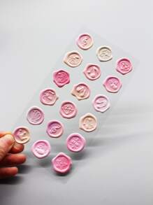 1 nhãn dán con dấu sáp hoa văn hỗn hợp - Hồng - Xem 2