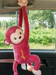 1 Hộp Đựng Khăn Giấy Hình Khỉ Dễ Thương - Vỏ Khăn Ăn Hoạt Hình Cho Gia Đình, Phòng Tắm Và Xe Hơi - Hộp Đựng Khăn Giấy Thú Vị Và Chức Năng Phụ Kiện Ô Tô - Đỏ - Xem 2