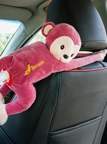 1 Hộp Đựng Khăn Giấy Hình Khỉ Dễ Thương - Vỏ Khăn Ăn Hoạt Hình Cho Gia Đình, Phòng Tắm Và Xe Hơi - Hộp Đựng Khăn Giấy Thú Vị Và Chức Năng Phụ Kiện Ô Tô - Đỏ - Xem 3