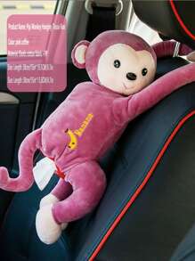 1 Hộp Đựng Khăn Giấy Hình Khỉ Dễ Thương - Vỏ Khăn Ăn Hoạt Hình Cho Gia Đình, Phòng Tắm Và Xe Hơi - Hộp Đựng Khăn Giấy Thú Vị Và Chức Năng Phụ Kiện Ô Tô - Đỏ - Xem 4