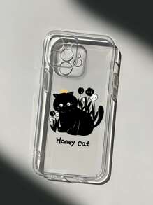 Vỏ điện thoại trong suốt hình mèo hoạt hình - màu đen - Xem 2