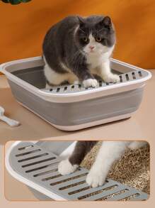 1 pieza plegable al azar Caja con Pala de arena para gatos - Multicolor - Ver 3