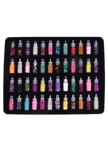 48 盒珠子和亮片美甲装饰 DIY 指甲饰品 指甲宝石 美甲用品 - 彩色 - 查看 3