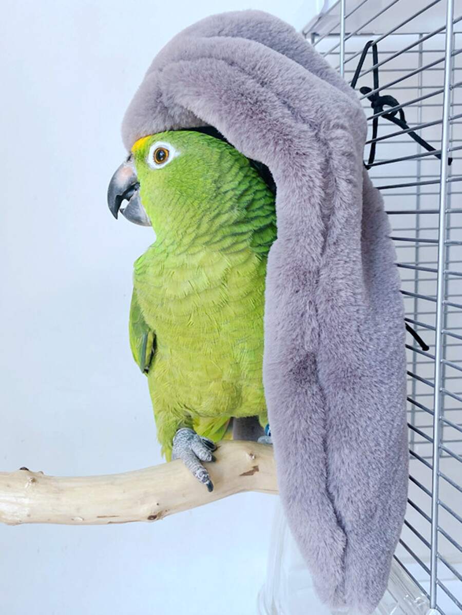 1pc Gray Plush Parrot Blanket Warm Nest Pad For Autumn And Winter, Suitable For Various Birds - Grey - View 1