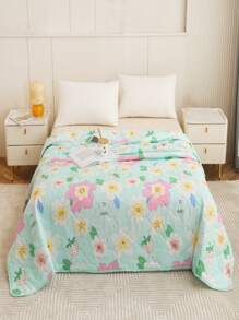 1pc Floral Embossed Bedspread, Modern Fabric Quilt For Home - White - View 1