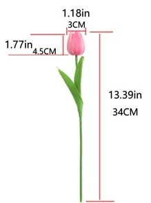 1入組PU人造花浪漫多用途人造鬱金香、派對、婚禮裝飾 - 粉色 - 查看 3