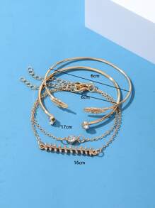 4pcs/Set Rhinestone Decor Bracelet - Yellow Gold - View 3