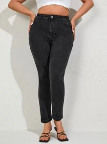 RueChic Jeans ajustados con cremallera - Gris Oscuro - Ver 1