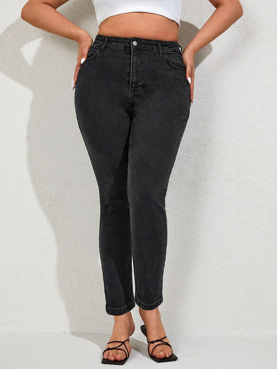 RueChic Jeans ajustados con cremallera - Gris Oscuro - Ver 1