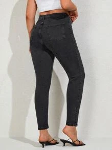 RueChic Jeans ajustados con cremallera - Gris Oscuro - Ver 2