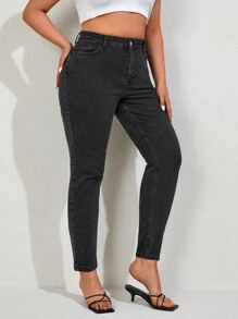 RueChic Jeans ajustados con cremallera - Gris Oscuro - Ver 3
