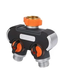 1入組黑色和橙色花園水管分水器 - 橘色 - 查看 1