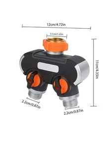 1入組黑色和橙色花園水管分水器 - 橘色 - 查看 2