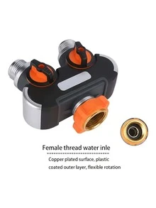 1入組黑色和橙色花園水管分水器 - 橘色 - 查看 3