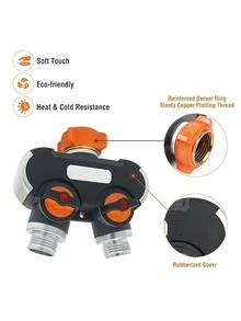 1入組黑色和橙色花園水管分水器 - 橘色 - 查看 5