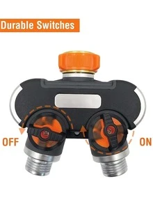 1入組黑色和橙色花園水管分水器 - 橘色 - 查看 6