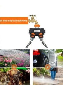 1入組黑色和橙色花園水管分水器 - 橘色 - 查看 7