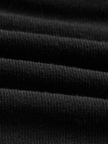 一字肩木耳邊不對稱下擺短款上衣 - 黑色 - 查看 4