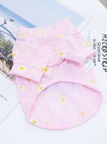 1pc Flower Print Pet Tee - Pink - View 4