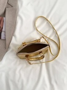 Bolso domo pequeño en relieve de color metálico funky - Dorado - Ver 4